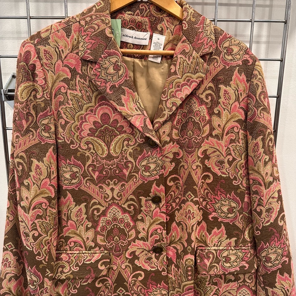Alfred Dunner Pink and Brown Paisley Blazer
